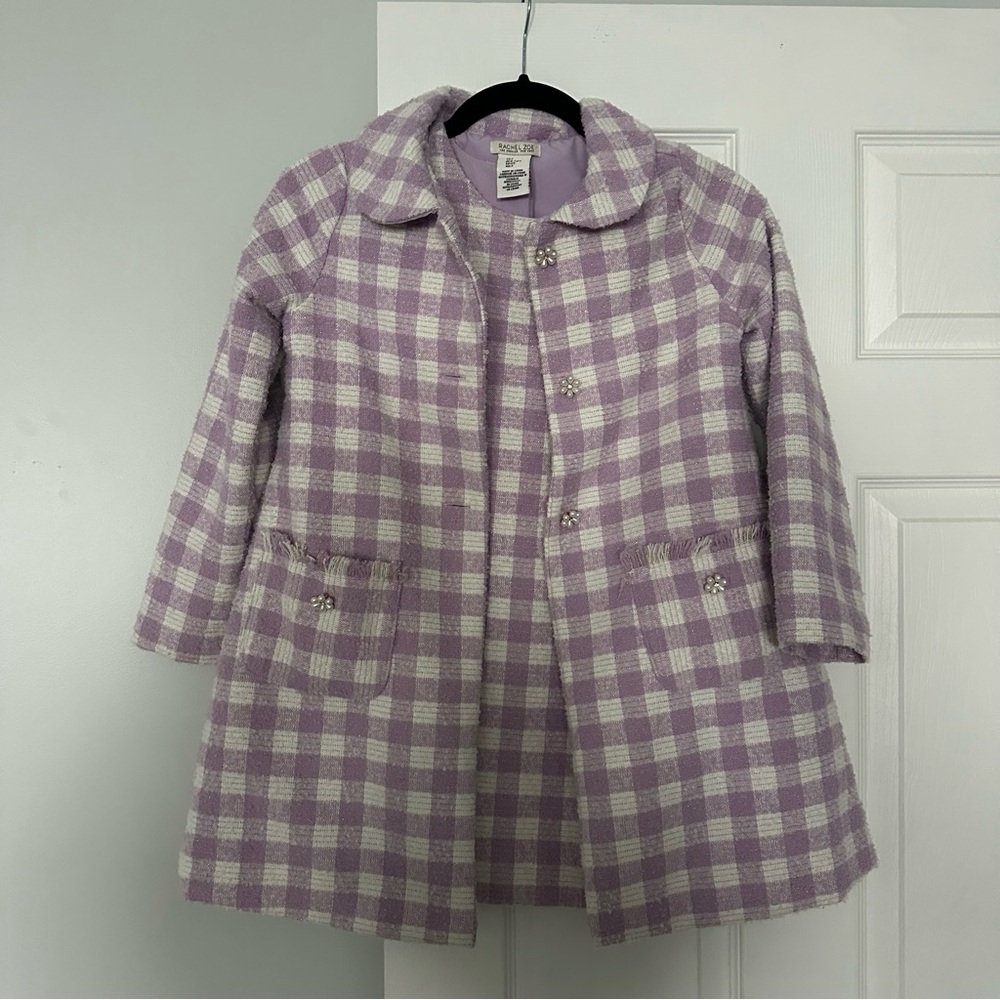 Rachel Zoe Young Girls Lavender Plaid Cape Coat & Dress Set